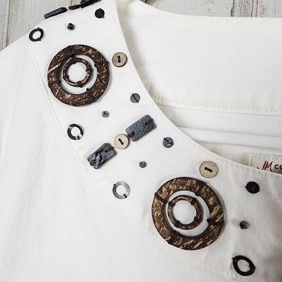 JM Collections Embellished Denim Jacket  White Size 14 - Picture 5 of 12